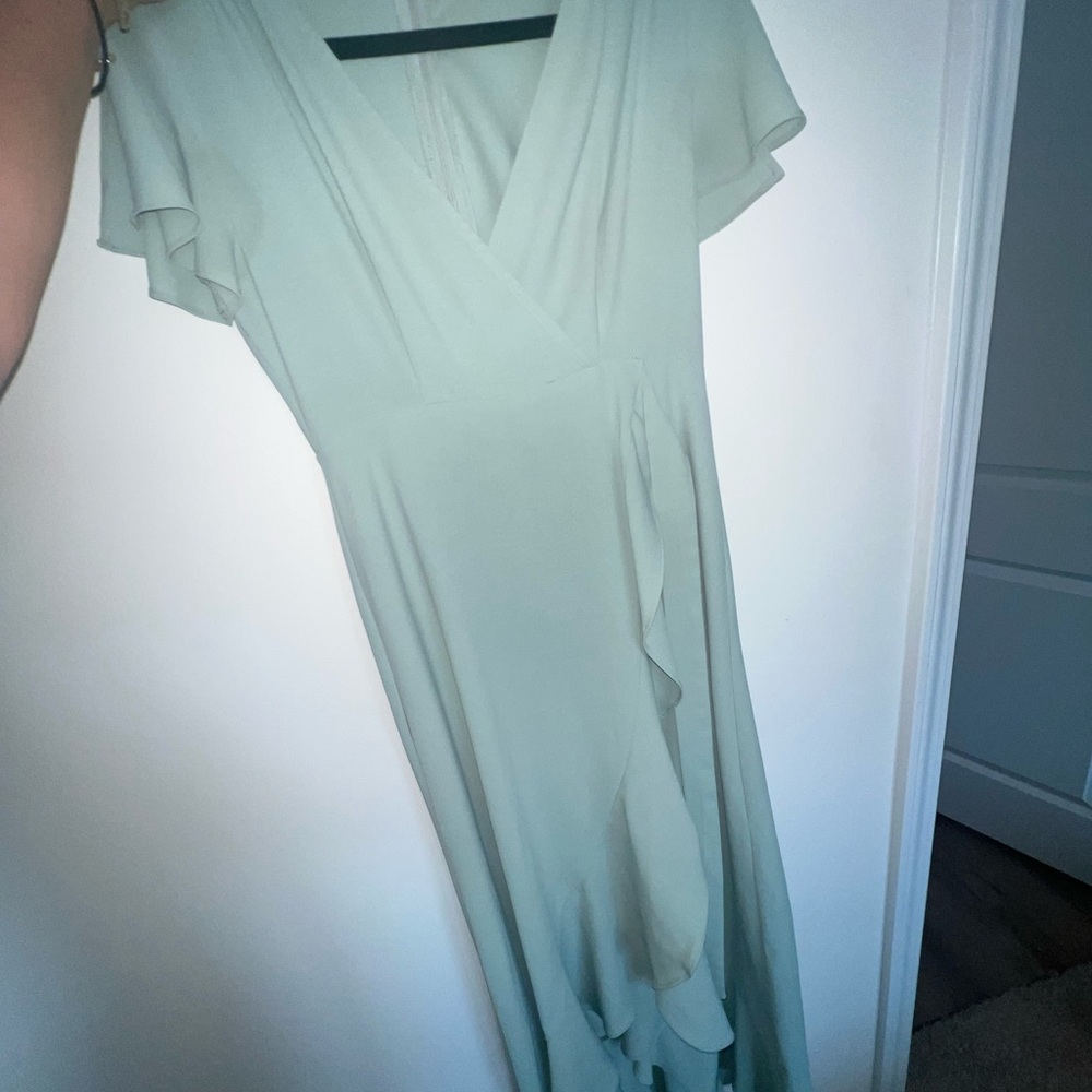 Altar'd State Green High Low Flutter Sleeve Sundress